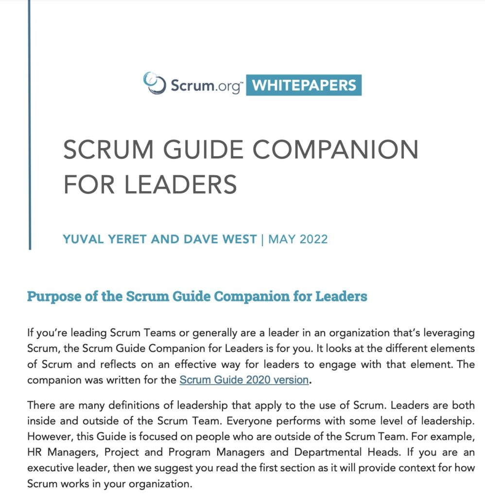 Scrum Guide Companion for Leaders Cover