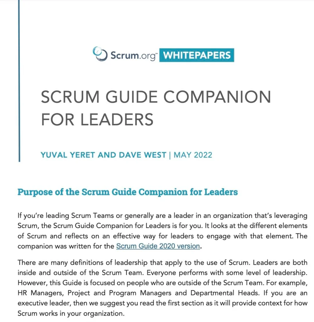 Scrum Guide Companion for Leaders Cover